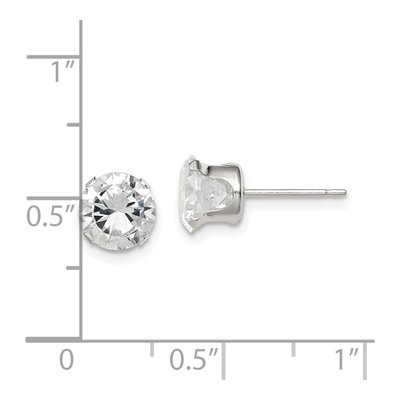 Sterling Silver 7mm Round CZ Stud Earrings – view 5