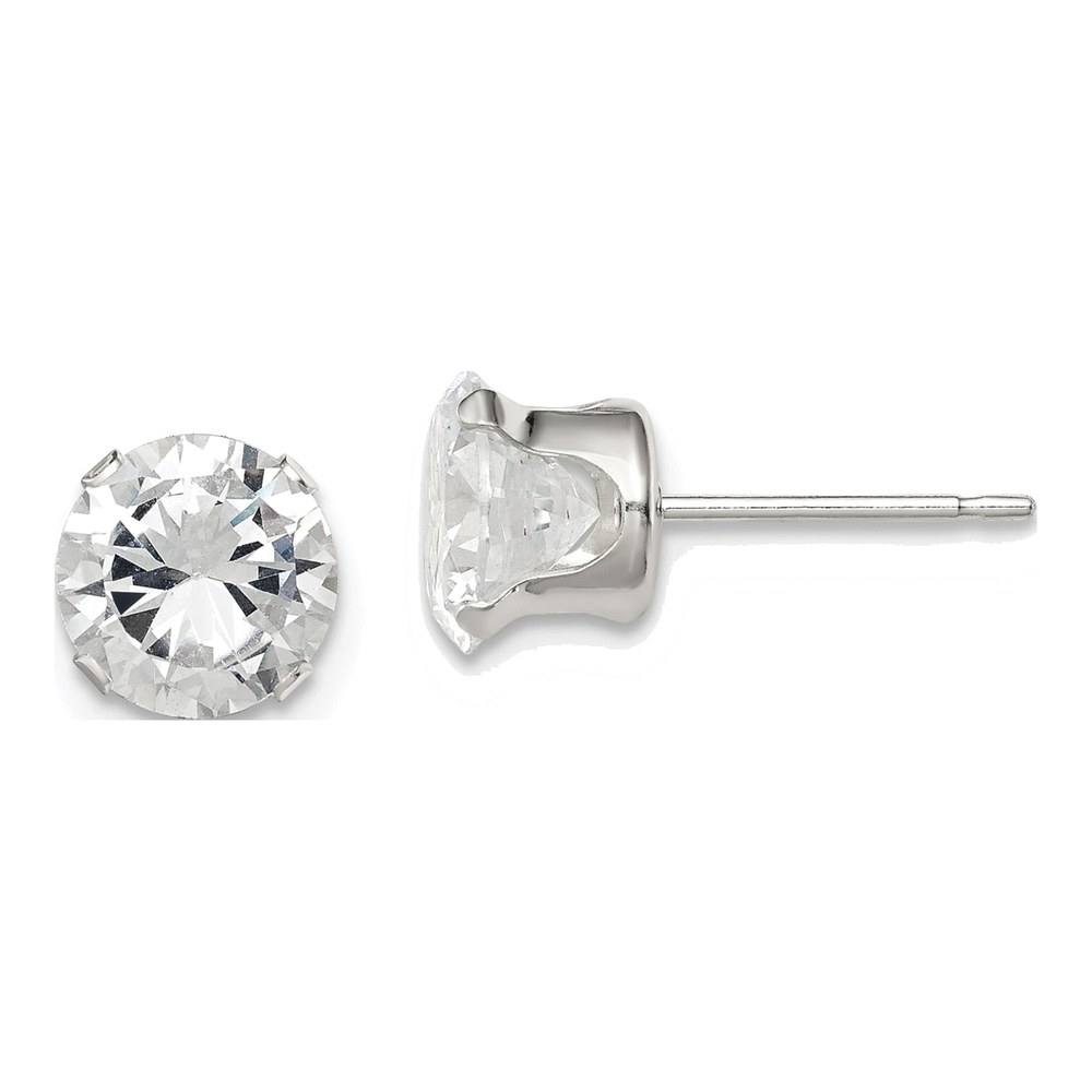 Sterling Silver 7mm Round CZ Stud Earrings