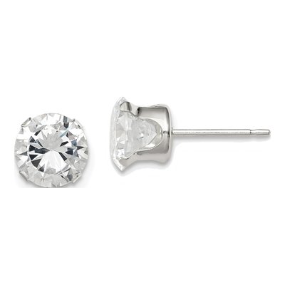 Sterling Silver 7mm Round CZ Stud Earrings