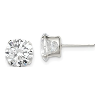 Sterling Silver 8mm Round CZ Stud Earrings