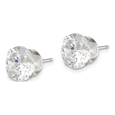 Sterling Silver 9mm CZ Round Stud Earrings – view 3