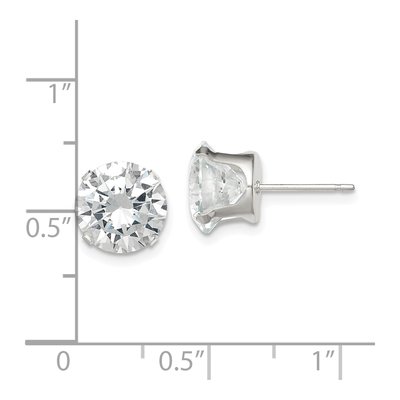 Sterling Silver 9mm CZ Round Stud Earrings – view 5