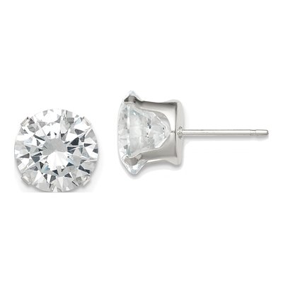 Sterling Silver 9mm CZ Round Stud Earrings