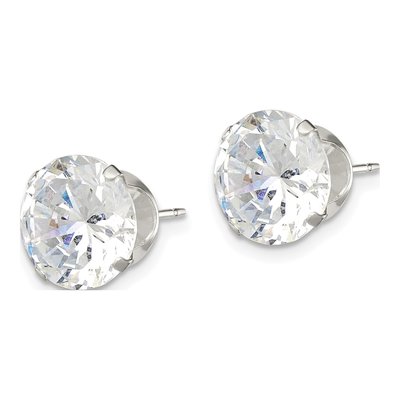 Sterling Silver 10mm CZ Round Stud Earrings – view 3