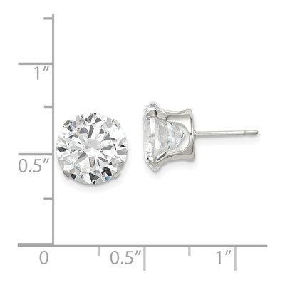 Sterling Silver 10mm CZ Round Stud Earrings – view 5
