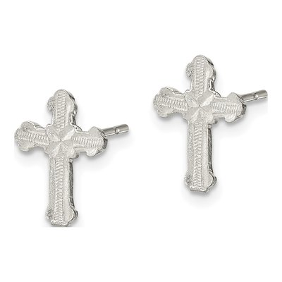 Sterling Silver Textured 'x' Cross Stud Earrings – view 3