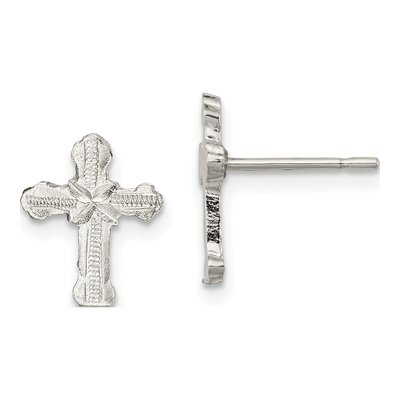 Sterling Silver Textured 'x' Cross Stud Earrings