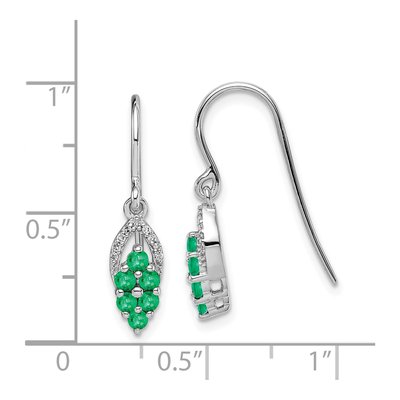 Sterling Silver 1/20 ct tw Emerald & Diamond Dangle Earrings – view 5