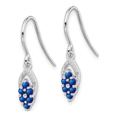 Sterling Silver 1/20 ct tw Sapphire & Diamond Dangle Earrings – view 3