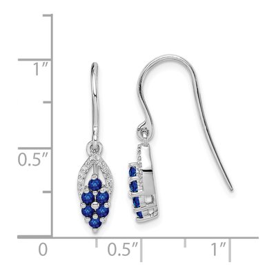 Sterling Silver 1/20 ct tw Sapphire & Diamond Dangle Earrings – view 5