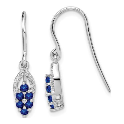 Sterling Silver 1/20 ct tw Sapphire & Diamond Dangle Earrings