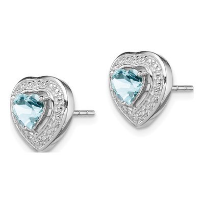 Sterling Silver 5mm Aquamarine Heart Stud Earrings – view 3