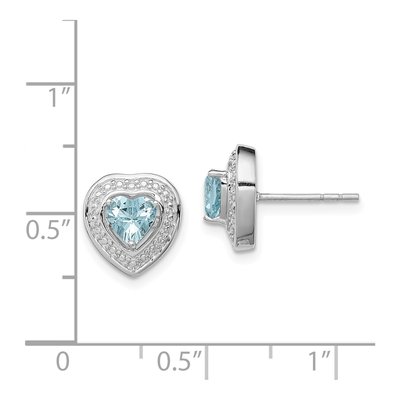 Sterling Silver 5mm Aquamarine Heart Stud Earrings – view 5