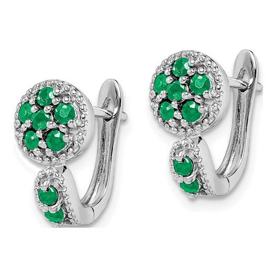 Sterling Silver 14mm Emerald Circle Huggie Hoop Earrings – view 3