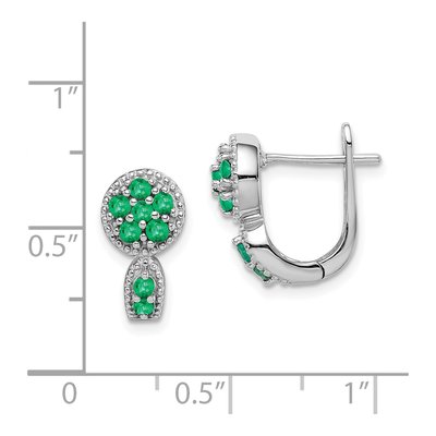 Sterling Silver 14mm Emerald Circle Huggie Hoop Earrings – view 5