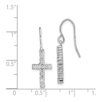 Sterling Silver CZ Latin Cross Dangle Earrings – view 4