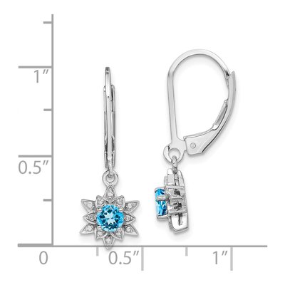 Sterling Silver Swiss Blue Topaz & Diamond Leverback Earrings – view 5