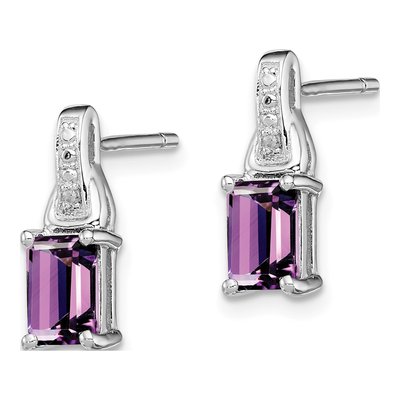 Sterling Silver Amethyst & Diamond Dangle Earrings – view 3