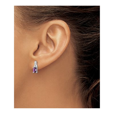 Sterling Silver Amethyst & Diamond Dangle Earrings – view 4