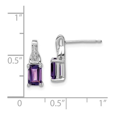 Sterling Silver Amethyst & Diamond Dangle Earrings – view 5