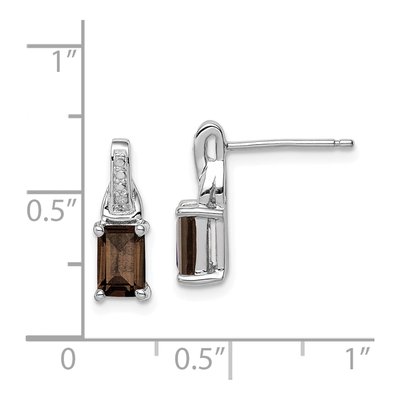 Sterling Silver Smoky Quartz & Diamond Dangle Earrings – view 5