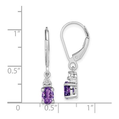 Sterling Silver Amethyst & Diamond Leverback Earrings – view 5