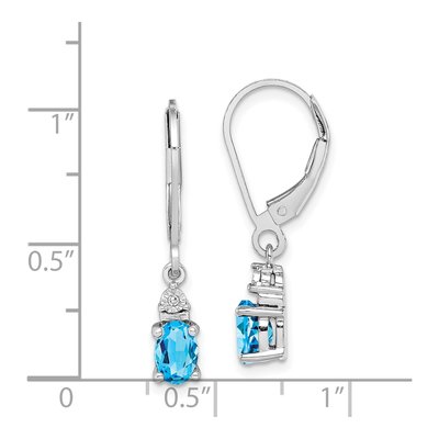 Sterling Silver Swiss Blue Topaz & Diamond Leverback Earrings – view 5