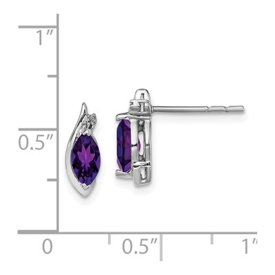 Sterling Silver Amethyst & Diamond Marquise Stud Earrings – view 5