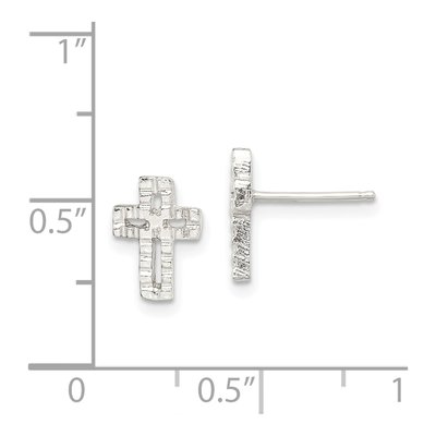 Sterling Silver Girls' Cross Stud Earrings – view 5