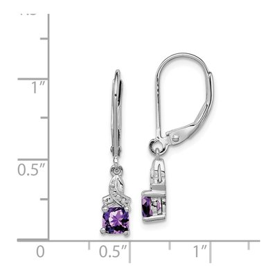 Sterling Silver Amethyst & Diamond Leverback Earrings – view 5