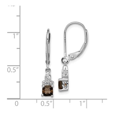 Sterling Silver Smoky Quartz & Diamond Leverback Earrings – view 5
