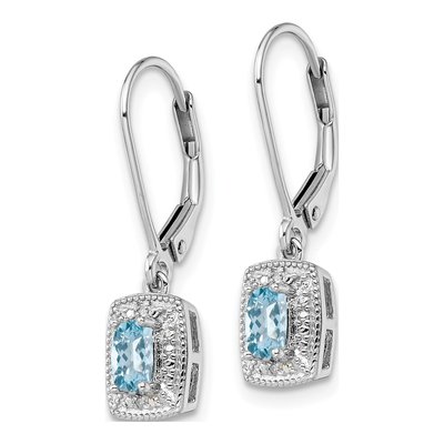 Sterling Silver Sky Blue Topaz & Diamond Leverback Earrings – view 3