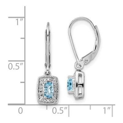 Sterling Silver Sky Blue Topaz & Diamond Leverback Earrings – view 5