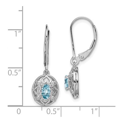 Sterling Silver Sky Blue Topaz & Diamond Leverback Earrings – view 5