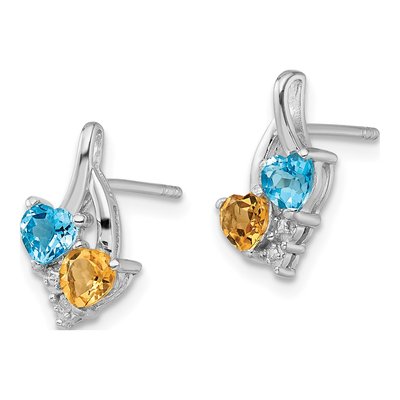 Sterling Silver Citrine & Swiss Blue Topaz Dangle Earrings – view 3