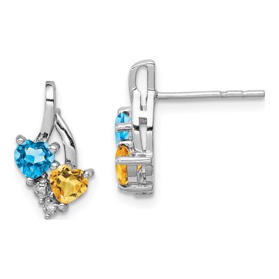 Sterling Silver Citrine & Swiss Blue Topaz Dangle Earrings