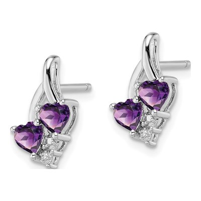 Sterling Silver Amethyst & Diamond Dangle Earrings – view 3