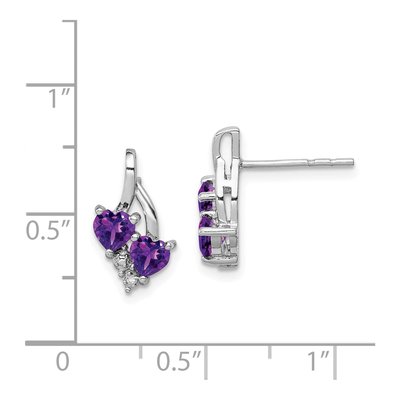 Sterling Silver Amethyst & Diamond Dangle Earrings – view 5