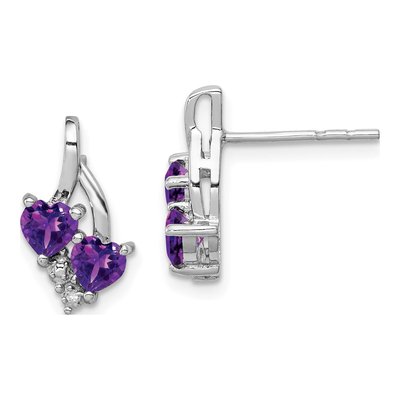 Sterling Silver Amethyst & Diamond Dangle Earrings