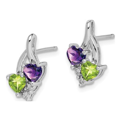 Sterling Silver Amethyst & Peridot Dangle Earrings – view 3