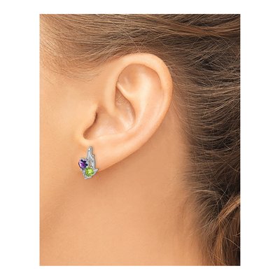 Sterling Silver Amethyst & Peridot Dangle Earrings – view 4