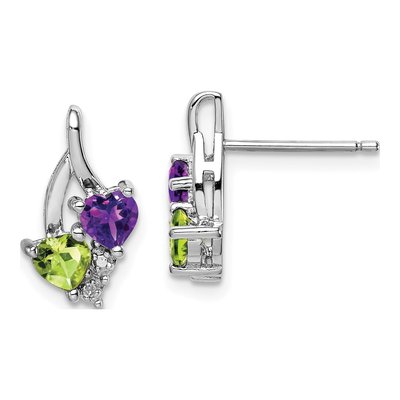 Sterling Silver Amethyst & Peridot Dangle Earrings