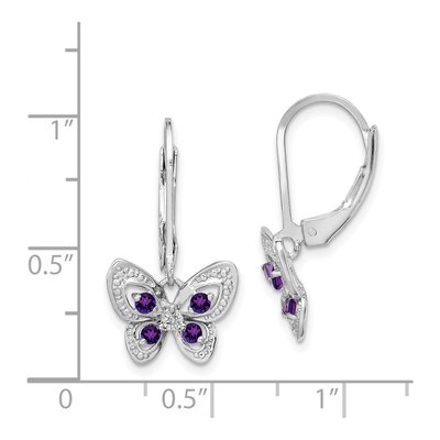 Sterling Silver Amethyst & Diamond Butterfly Earrings – view 5