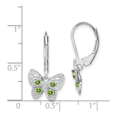 Sterling Silver Peridot & Diamond Leverback Earrings – view 5