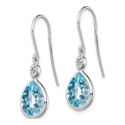 Sterling Silver Sky Blue Topaz & Diamond Dangle Earrings – view 3