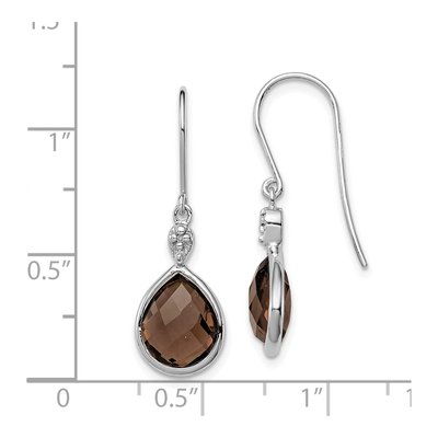 Sterling Silver Smoky Quartz & Diamond Dangle Earrings – view 4