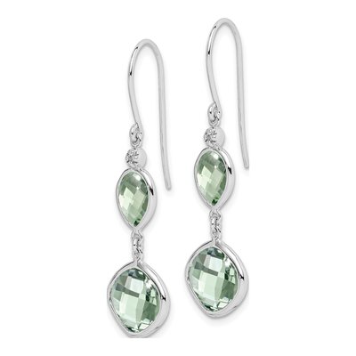 Sterling Silver Prasiolite & Diamond Dangle Earrings – view 3