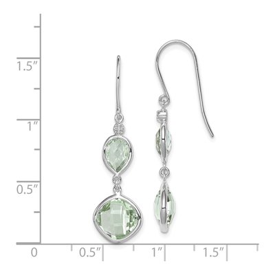 Sterling Silver Prasiolite & Diamond Dangle Earrings – view 5