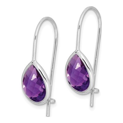 Sterling Silver Amethyst Teardrop Dangle Earrings – view 2