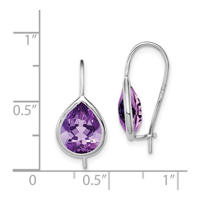 Sterling Silver Amethyst Teardrop Dangle Earrings – view 4